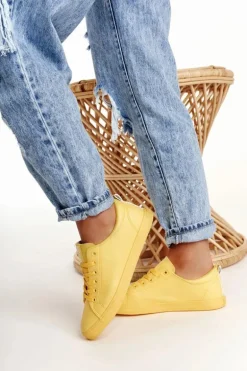 Damskie Skórzane Tenisówki BIG STAR HH274142 Żółte