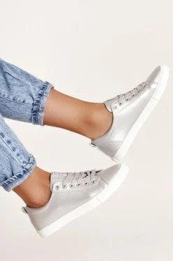 Damskie Skórzane Tenisówki BIG STAR HH274143 Srebrne