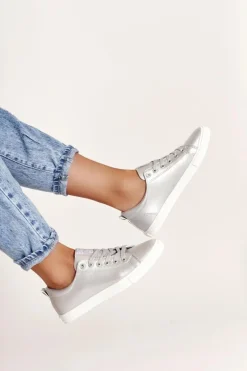 Damskie Skórzane Tenisówki BIG STAR HH274143 Srebrne