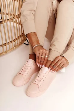 Damskie Skórzane Tenisówki BIG STAR HH274141 Jasny Róż