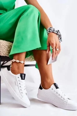 Damskie Skórzane Tenisówki BIG STAR HH274071 Biało-Czarne