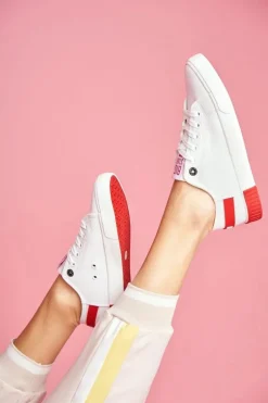 Damskie Skórzane Tenisówki BIG STAR FF274174 Biało Czerwone