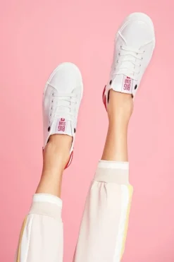 Damskie Skórzane Tenisówki BIG STAR FF274174 Biało Czerwone