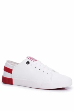 Damskie Skórzane Tenisówki BIG STAR FF274174 Biało Czerwone