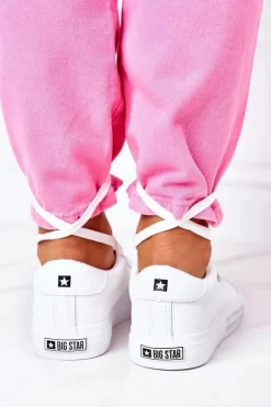 Damskie Skórzane Tenisówki Z Napisem BIG STAR EE274316 Białe