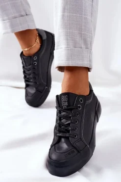 Damskie Skórzane Tenisówki BIG STAR II274029 Czarne