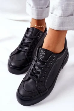 Damskie Skórzane Tenisówki BIG STAR II274029 Czarne