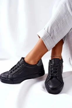 Damskie Skórzane Tenisówki BIG STAR II274029 Czarne