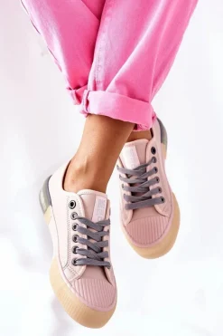 Damskie Skórzane Trampki BIG STAR II274133 Różowe