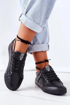 Damskie Skórzane Trampki Big Star GG274061 Czarne