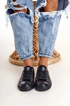 Damskie Skórzane Trampki Big Star Czarne V274871