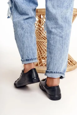 Damskie Skórzane Trampki Big Star Czarne V274871