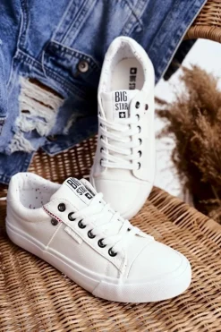 Damskie Skórzane Trampki Big Star GG274060 Białe