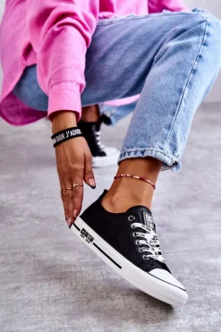 Damskie Skórzane Trampki Big Star KK274096 Czarne