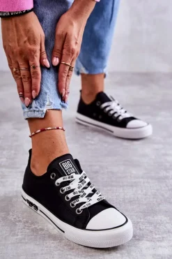 Damskie Skórzane Trampki Big Star KK274096 Czarne