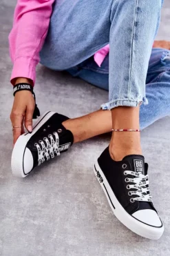 Damskie Skórzane Trampki Big Star KK274096 Czarne