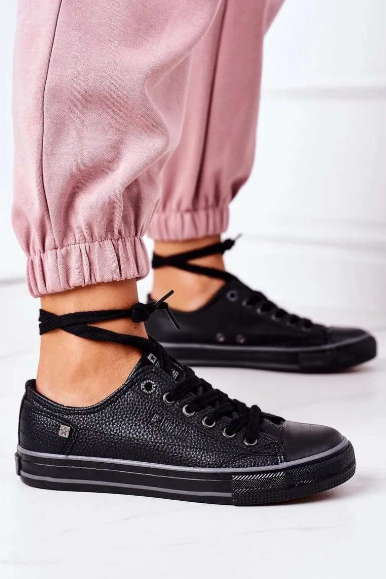 Damskie Skórzane Trampki BIG STAR II274002 Czarne