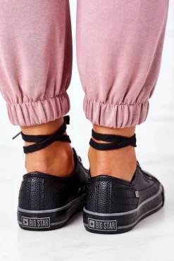 Damskie Skórzane Trampki BIG STAR II274002 Czarne