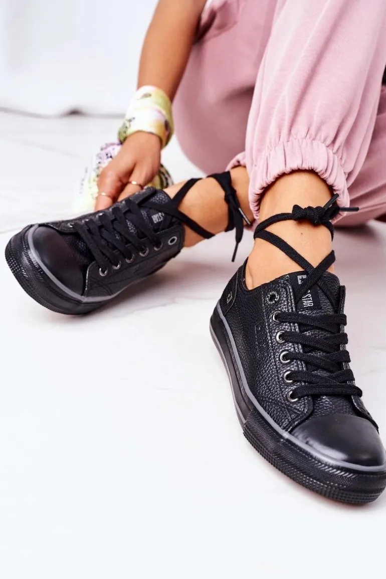 Damskie Skórzane Trampki BIG STAR II274002 Czarne