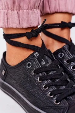 Damskie Skórzane Trampki BIG STAR II274002 Czarne