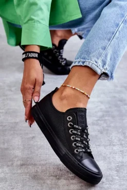 Damskie Skórzane Trampki Big Star KK274106 Czarne