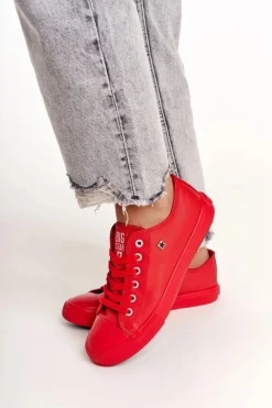 Damskie Skórzane Trampki Big Star Czerwone V274872