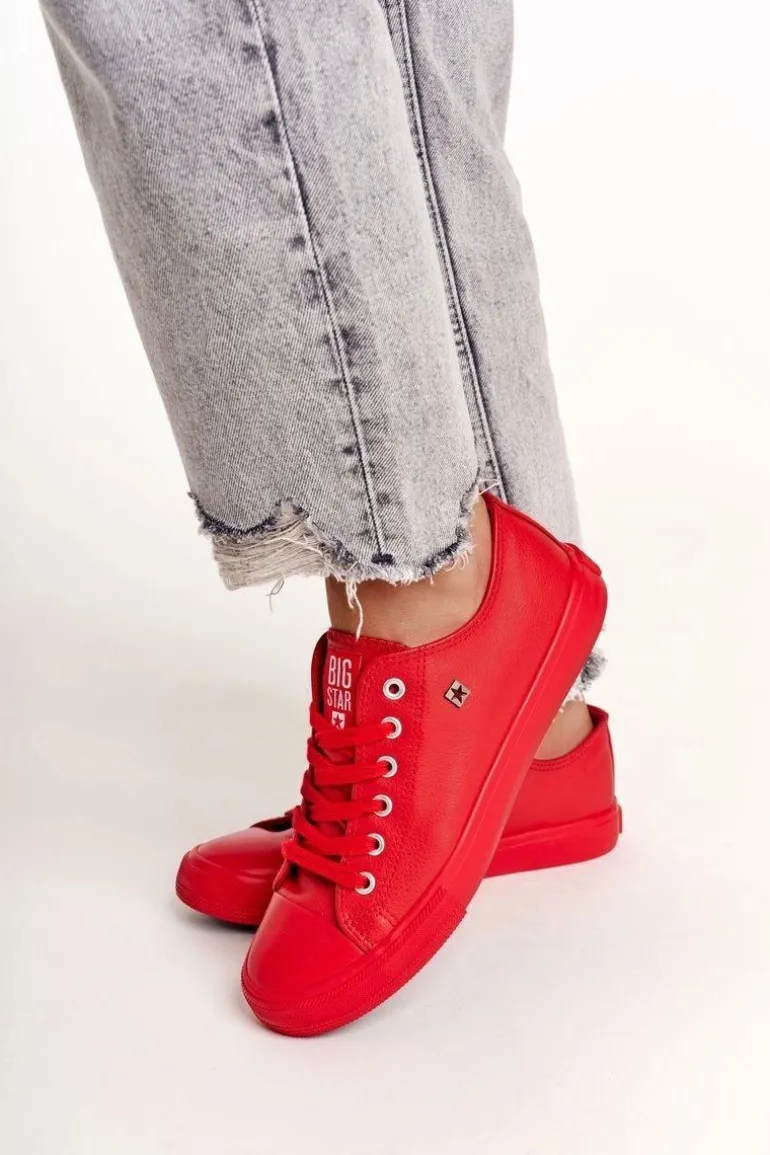 Damskie Skórzane Trampki Big Star Czerwone V274872