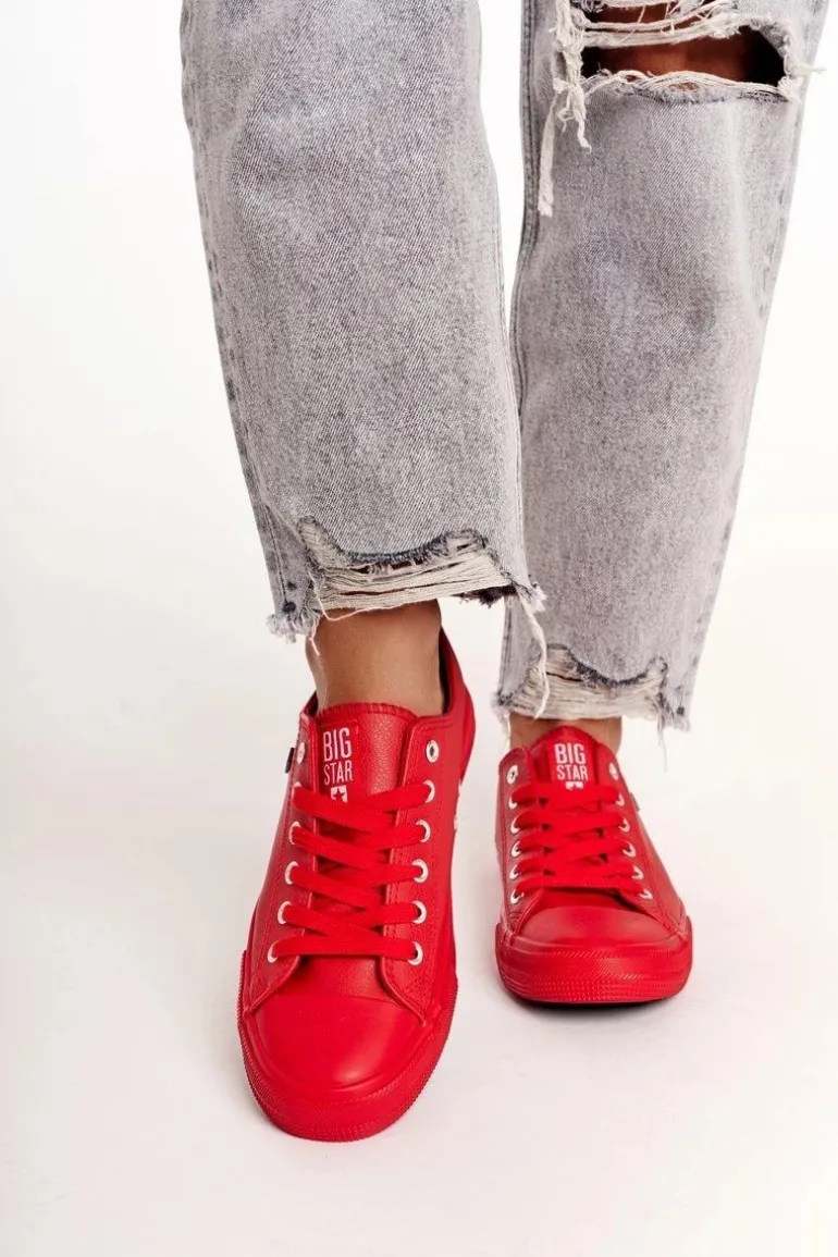 Damskie Skórzane Trampki Big Star Czerwone V274872