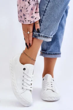 Damskie Skórzane Trampki Big Star LL274403 Białe