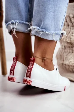 Damskie Skórzane Trampki Big Star GG274005 Biało-Czerwone