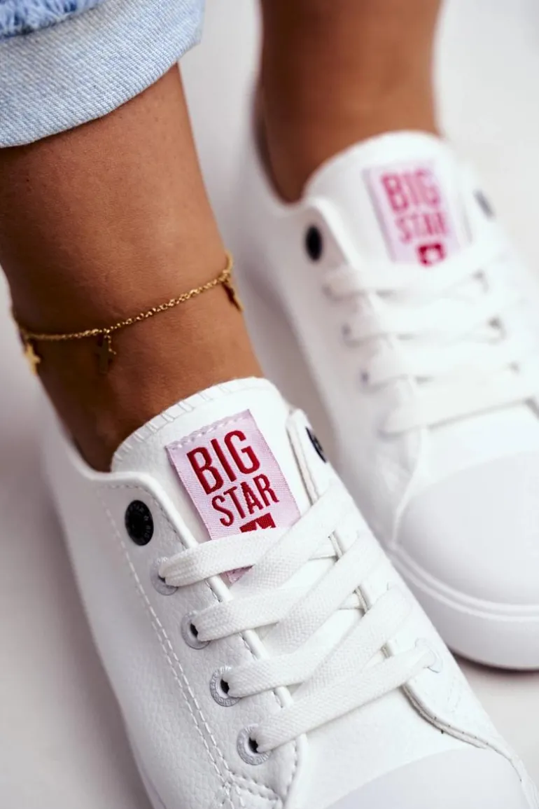 Damskie Skórzane Trampki Big Star GG274005 Biało-Czerwone