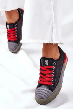 Damskie Skórzane Trampki BIG STAR II274134 Czarne