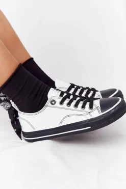 Damskie Skórzane Trampki BIG STAR HH274147 Biało-Czarne