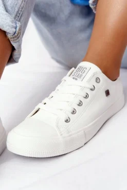 Damskie Skórzane Trampki Big Star Białe V274869