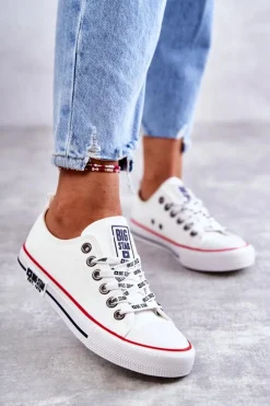 Damskie Skórzane Trampki Big Star KK274095 Białe