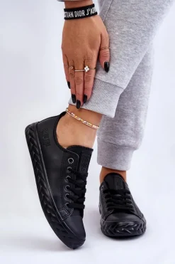 Damskie Skórzane Trampki Big Star LL274402 Czarne