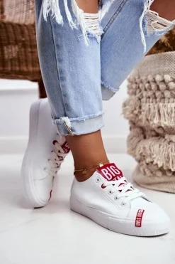 Damskie Skórzane Trampki BIG STAR EE274302 Białe