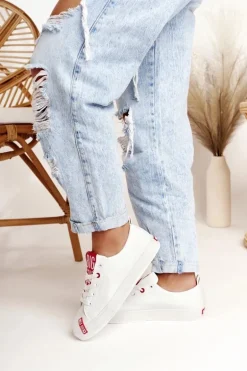 Damskie Skórzane Trampki BIG STAR EE274302 Białe