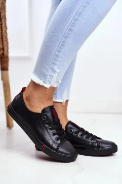 Damskie Skórzane Trampki Big Star GG274007 Czarne