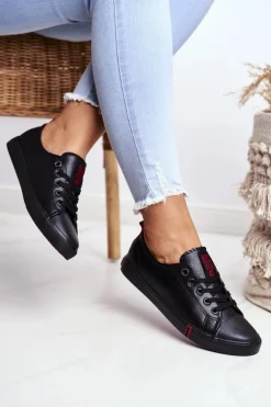 Damskie Skórzane Trampki Big Star GG274007 Czarne