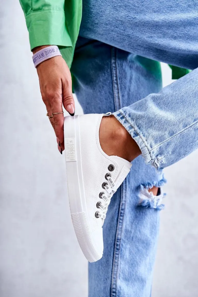 Damskie Skórzane Trampki Big Star KK274105 Białe