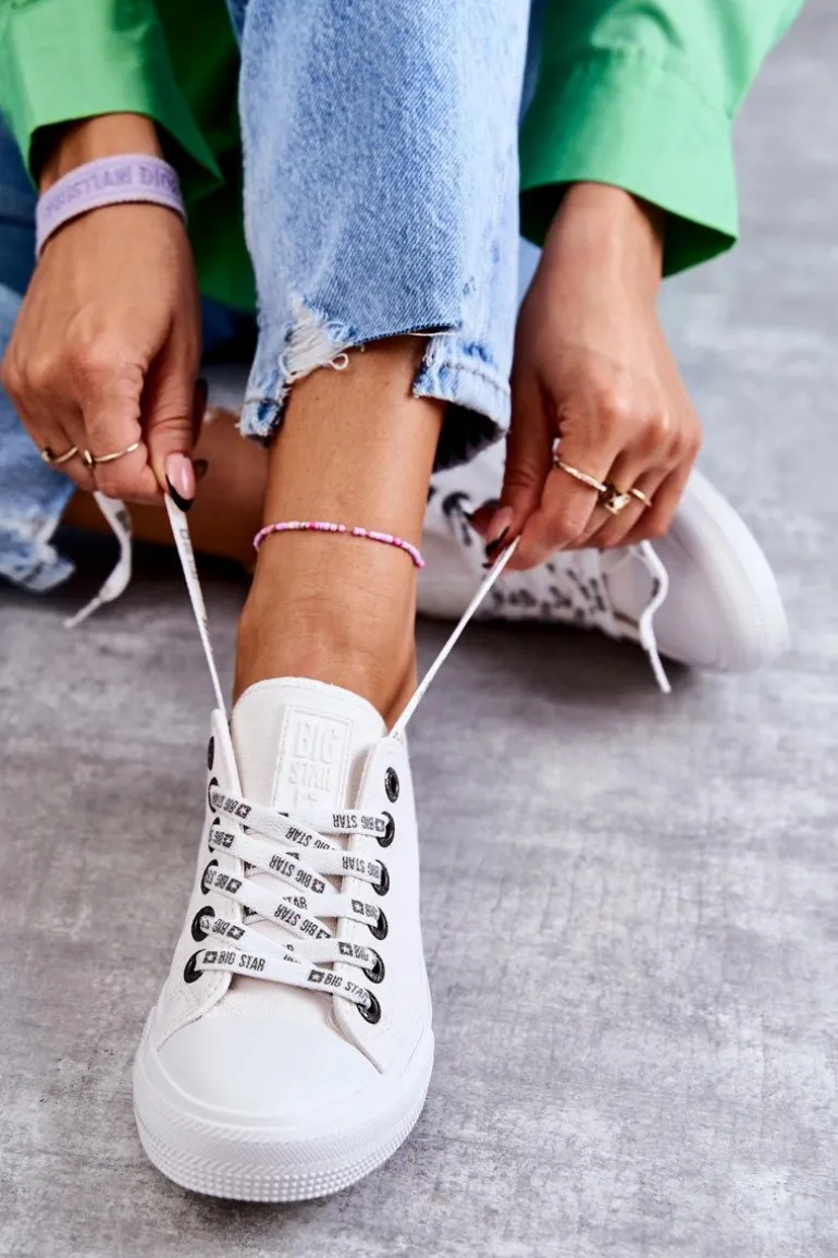 Damskie Skórzane Trampki Big Star KK274105 Białe