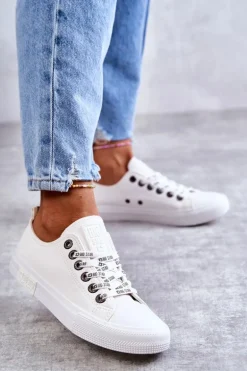 Damskie Skórzane Trampki Big Star KK274105 Białe