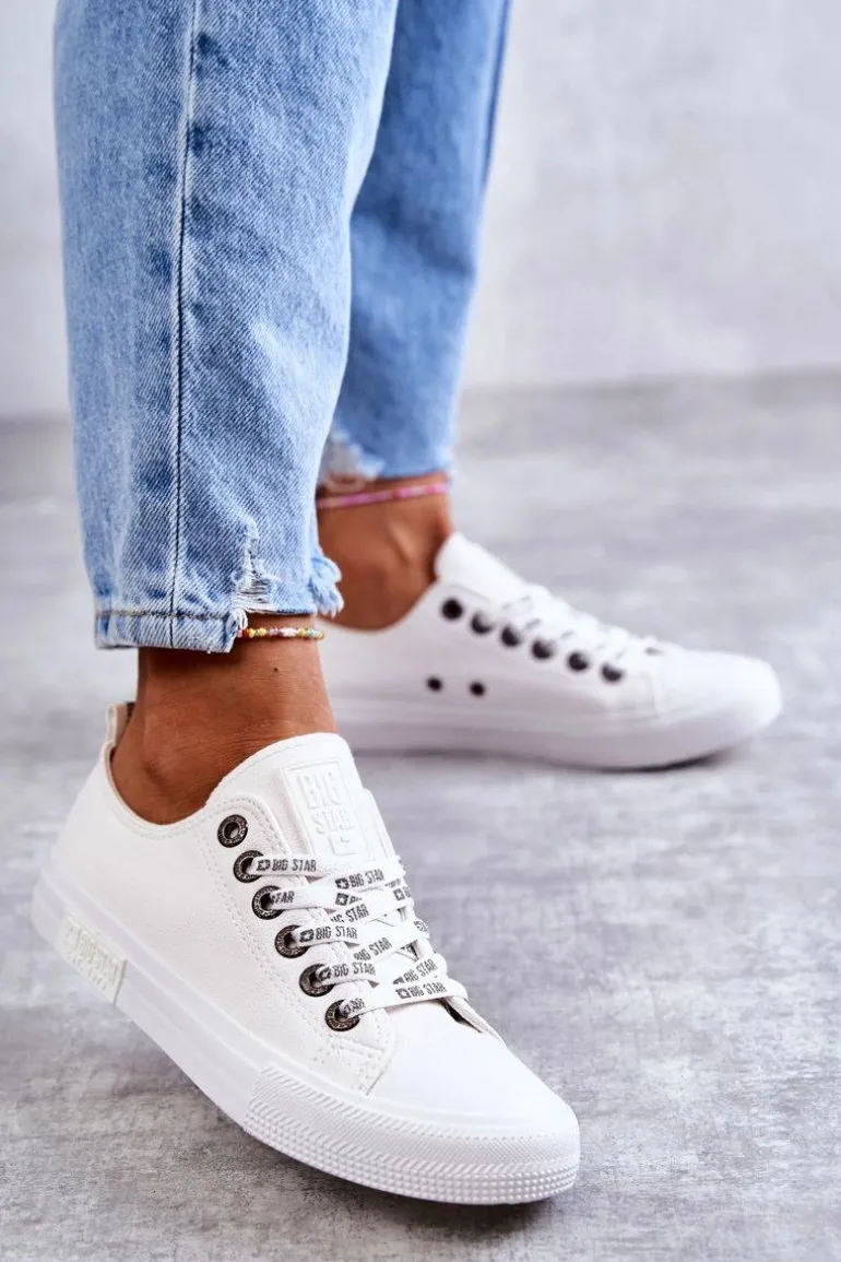 Damskie Skórzane Trampki Big Star KK274105 Białe