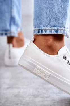 Damskie Skórzane Trampki Big Star KK274105 Białe