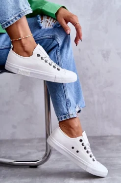 Damskie Skórzane Trampki Big Star KK274105 Białe