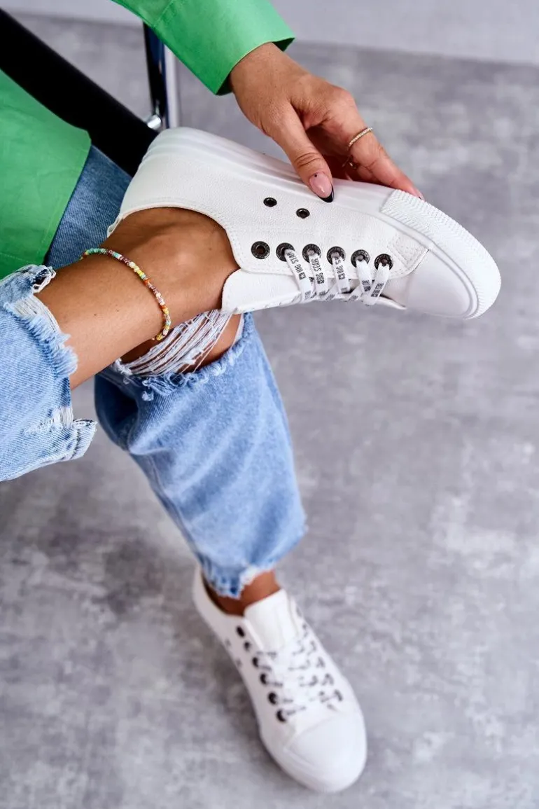 Damskie Skórzane Trampki Big Star KK274105 Białe