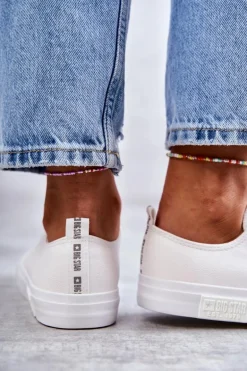 Damskie Skórzane Trampki Big Star KK274105 Białe