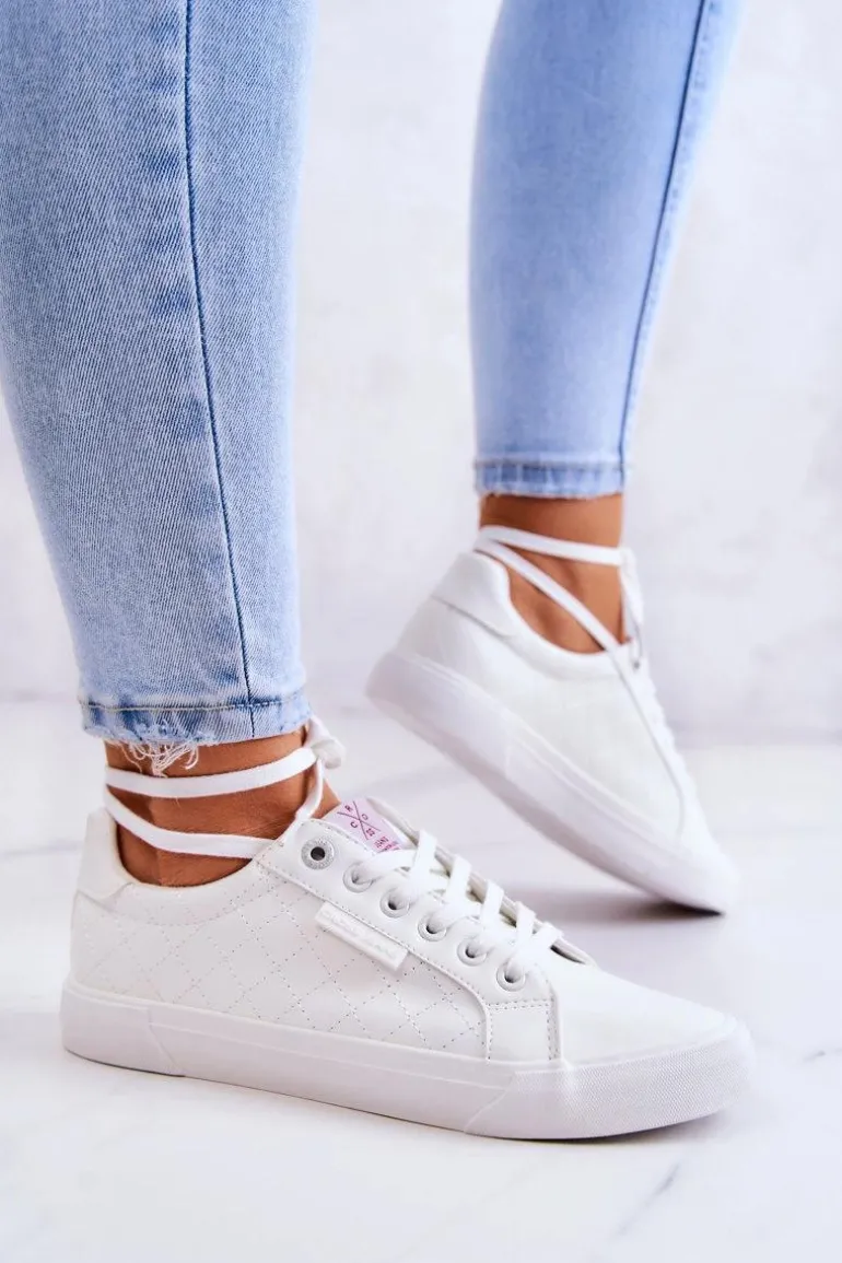 Damskie Skórzane Trampki Cross Jeans JJ2R4043C Białe
