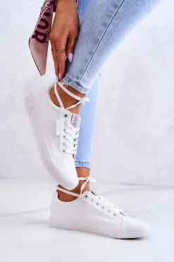 Damskie Skórzane Trampki Cross Jeans JJ2R4043C Białe